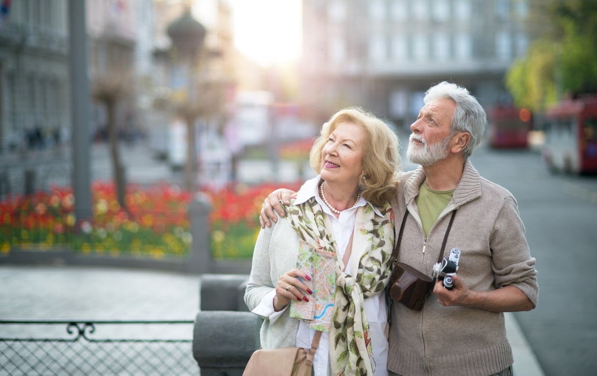 Senior couple traveling